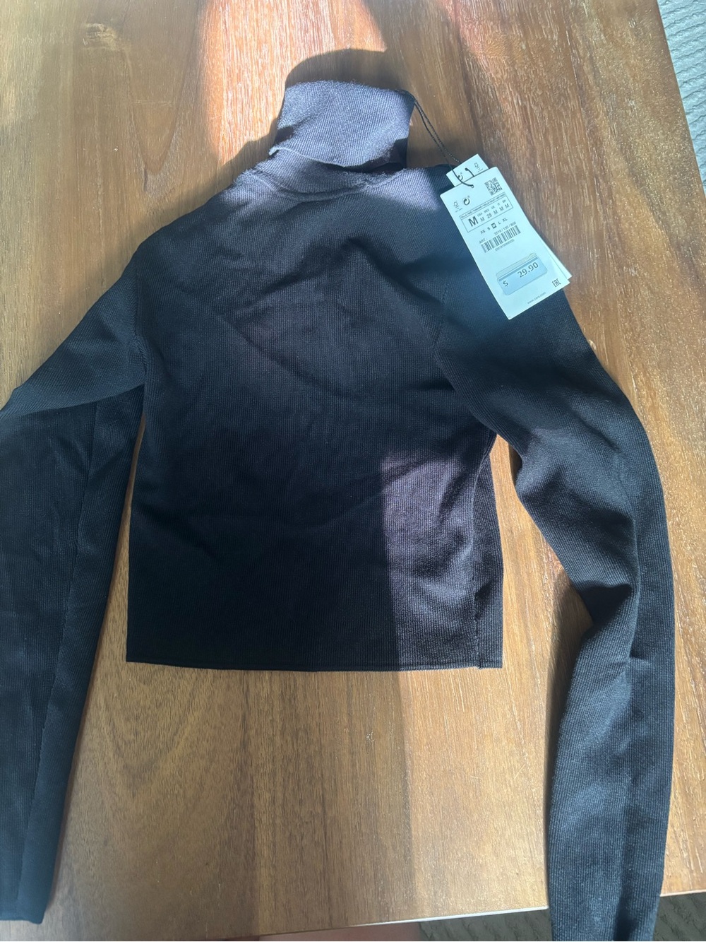 Women’s Black Turtleneck Long-Sleeve Top - Zara - NWT - M - Cropped